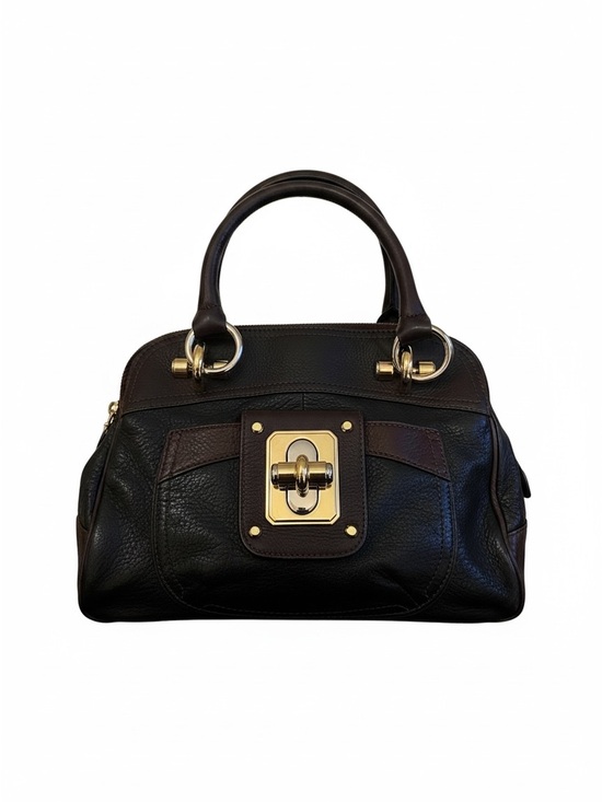 b. makowsky Handbags - B makowsky Black Pebbled Leather Satchel with Gold Hardware